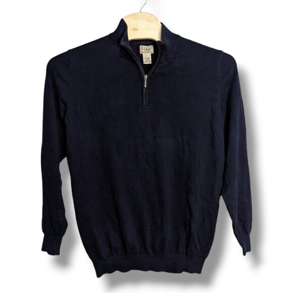 L.L. Bean Tall XL Men's Cotton Cashmere Lightweight 1/4 Zip Navy Blue Sweater - Picture 1 of 4